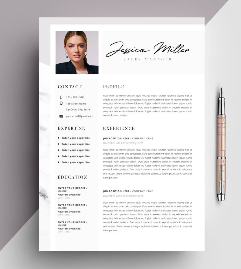 Professional Resume Template  CV Template Editable in MS Word and Pages  Instant Digital Download  Size A4 and US Letter