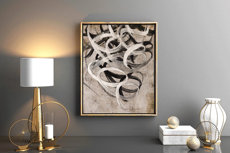 Neutral Wall Art Abstract Painting Digital Download Art  Loops Modern Rustic Entryway Wall Decor Downloadable Prints  Modern Farmhouse