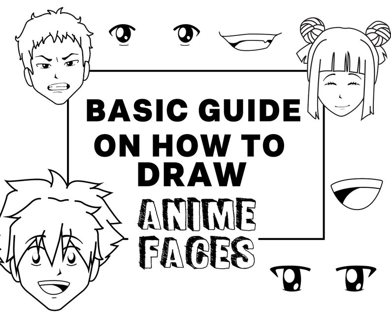 How to Draw Anime Faces  kids printable worksheets  How to draw e boo  cartoon character  classroom activity  kids activity  Manga