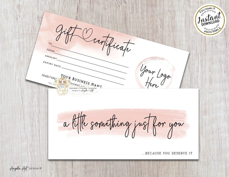 Printable Gift Certificate Modern Peach Coral Gift Certificate Template Rosegold Editable Gift Voucher Instant Download ADD LOGO