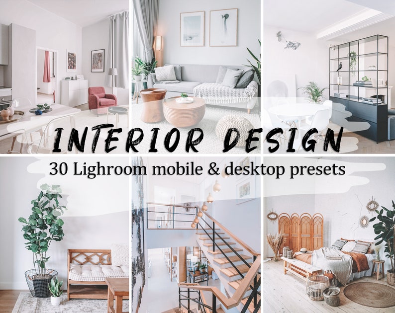 30 Interior Design LIghtroom Presets  Lightroom Mobile  Desktop Presets  Home Lightroom Filters  Indoor Instagram Presets