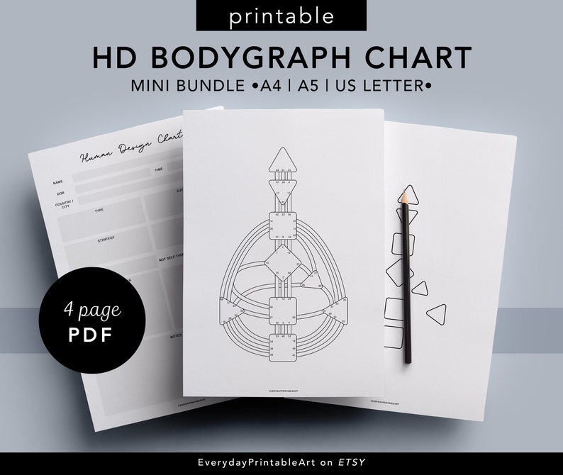 Human Design Chart  Human Design Printable  Human Design Notes  Digital Download  Bodygraph Template  Human Design PDF  Bodygraph Chart