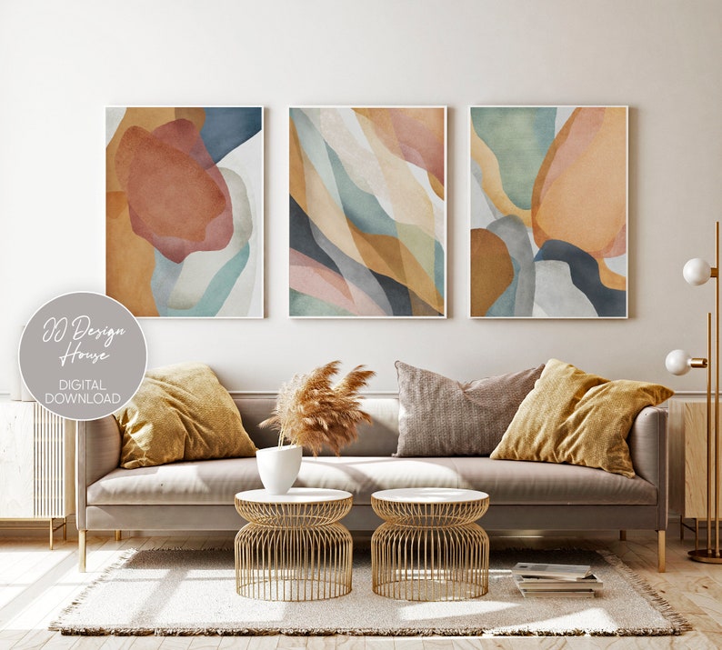 Set of 3 Prints  Abstract Wall Art Set of 3  Colorful Wall Art  Printable Wall Art  Abstract Print Set Extra Large Wall Art  Above Bed Decor