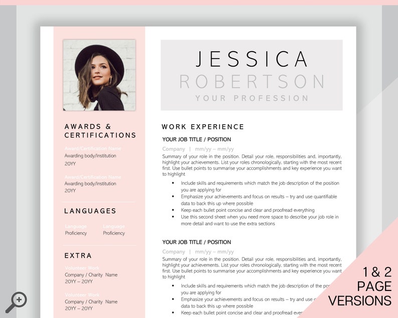 CV Template with Photo  Professional Resume Template Word   CV Design  Executive Resume Template  Clean Curriculum Vitae  Minimalist  Free