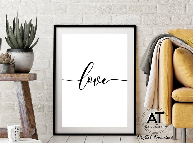 Love Calligraphy Quote Print Poster  Love Text Wall Art  Typography Art  Bedroom Decor  Digital Printable Wall Art  Instant Digital Download