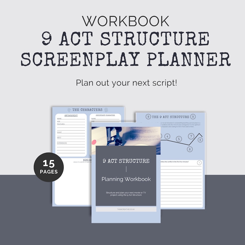 Nine Act Structure Workbook  Screenplay Plan  Novel Outline  Script Template  Screenwriting  Planner  Digital Worksheet  Printable