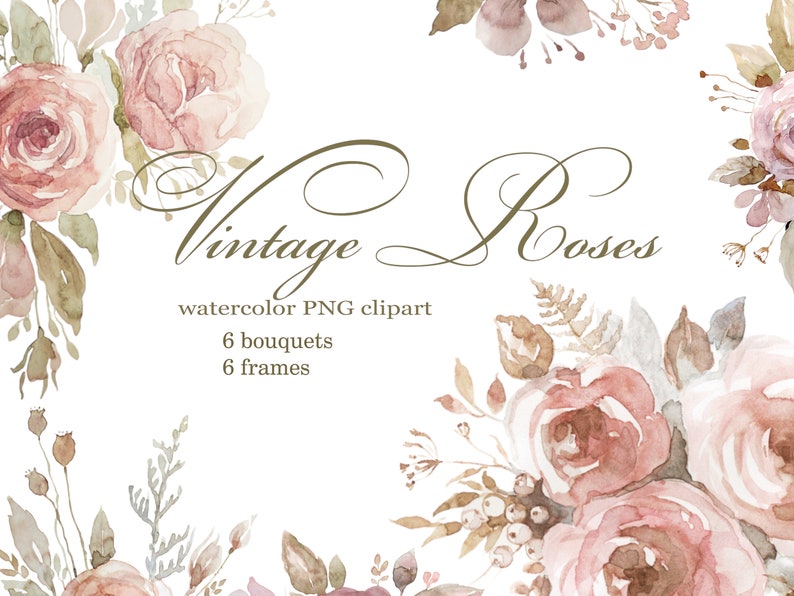 Flower PNG  Rose clipart  Digital Watercolour  Digital art  Printable Sublimation Design  Digital Download  300 DPI