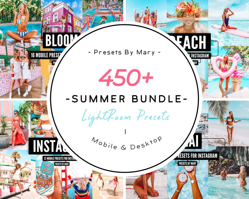 450 MOBILE Lightroom Presets   DESKTOP presets  Summer Bundle  Photo Filters for Instagram Blogger  Bright Colorful Preset for Lightroom