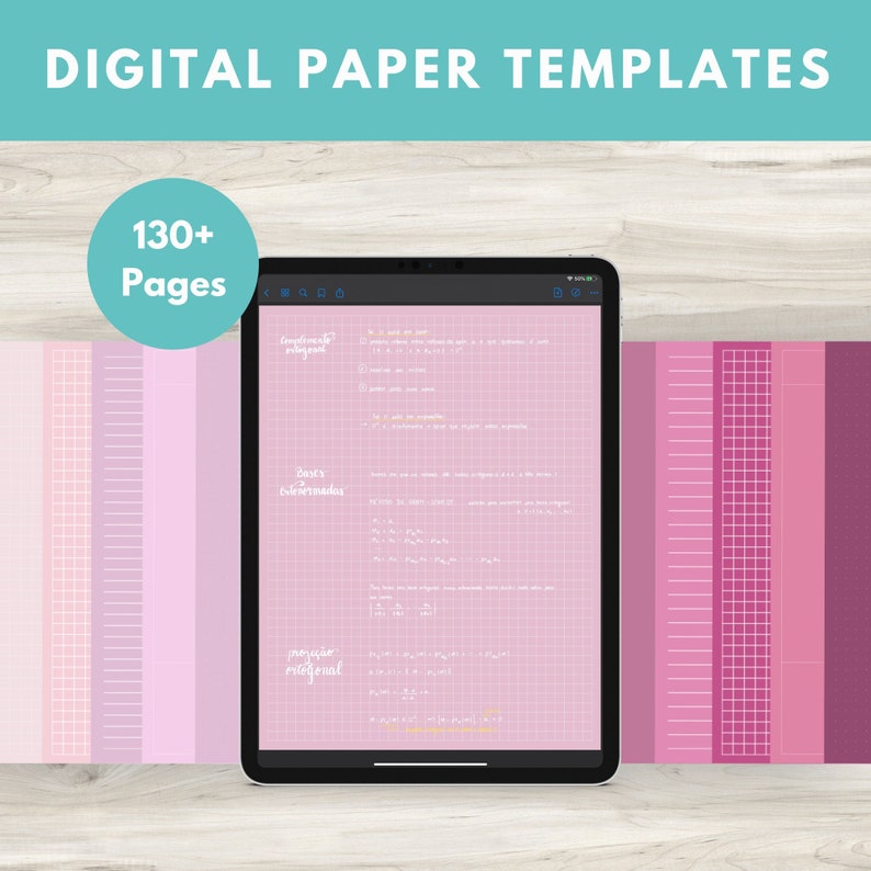 Digital Paper Templates for GoodNotes in Pink iPad Note taking Supplies