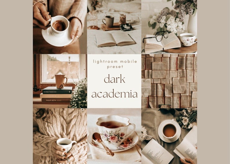 Aesthetic Lightroom Mobile Preset  Dark Academia  Bookstagram filters  Instagram  cozy  vintage