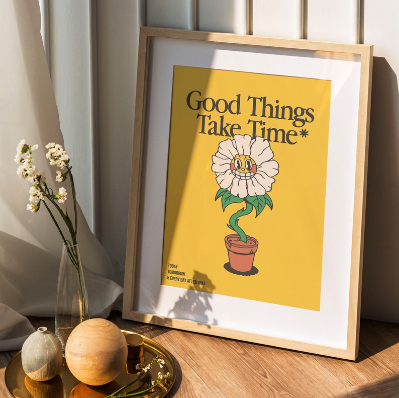 Good Things Retro Quote  Wall Print  Quote Wall Art  Digital Print Download  Digital Download Wall Print Retro Wall Decor Printable Wall Art