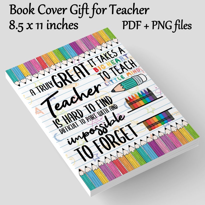 Teacher Book Cover 8 5 x 11 inches Notebook Journal Cover Sublimation Personalization KDP Gift book for teacher Digital Download PNG Design