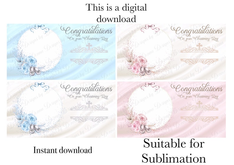 Set of 8 beautiful baby christening design  template  sublimation design  digital download  waterslide  PNG file  clipart
