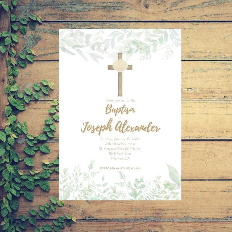 5x7 Baptism Invitation Template  Instant Digital Download  Canva  Announcement  Christening  Printable  Christian  Catholic  Download