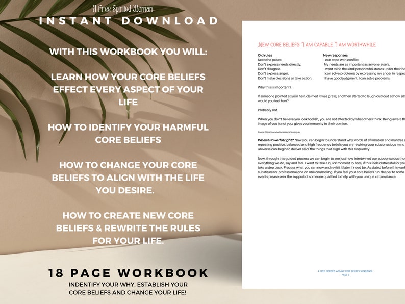 Core Values Journal Prompts eBook  Digital download  Printable  Guided Journal  Self Therapy