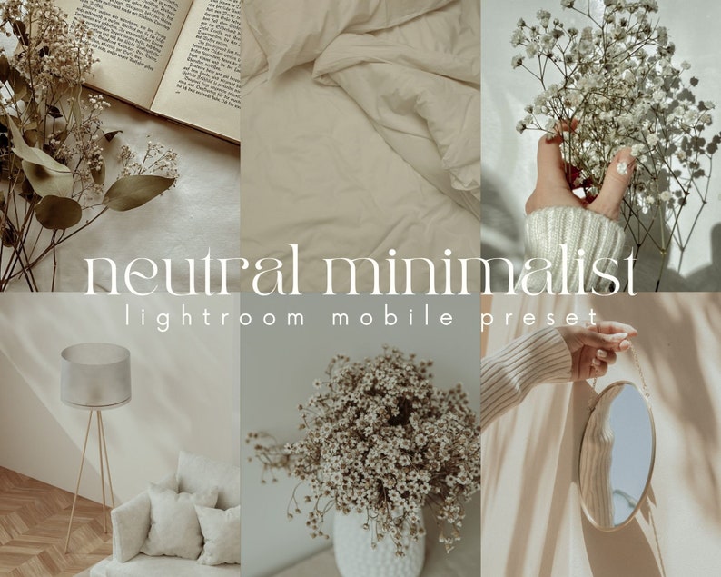 Aesthetic Lightroom Mobile Preset  Neutral Minimalist  Bookstagram filters  Instagram  cozy  clean  bright  minimalist  vintage