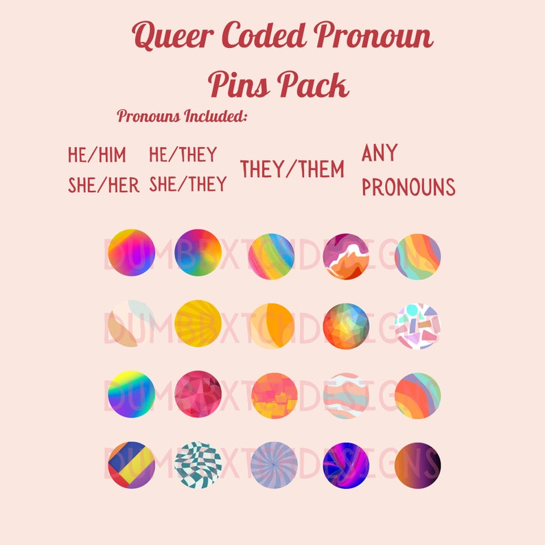 Queer Coded Pronoun Pins Template (Digital Download)