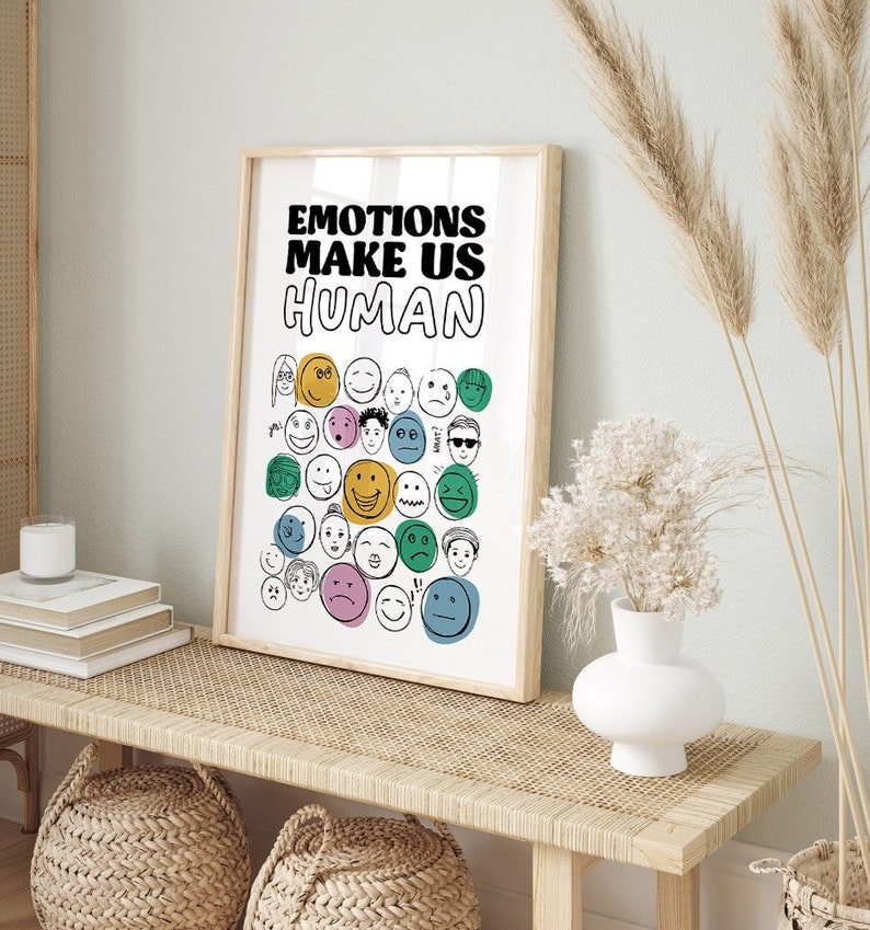 Emotions Make Us Human Retro Quote Digital Prints Wall Art  Digital Prints Download  Digital Download Print  Retro Wall Decor  Printable Art