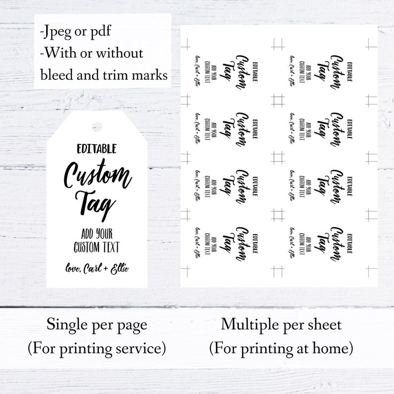 Editable Tag Template  custom tags  printable template  digital download  instant download