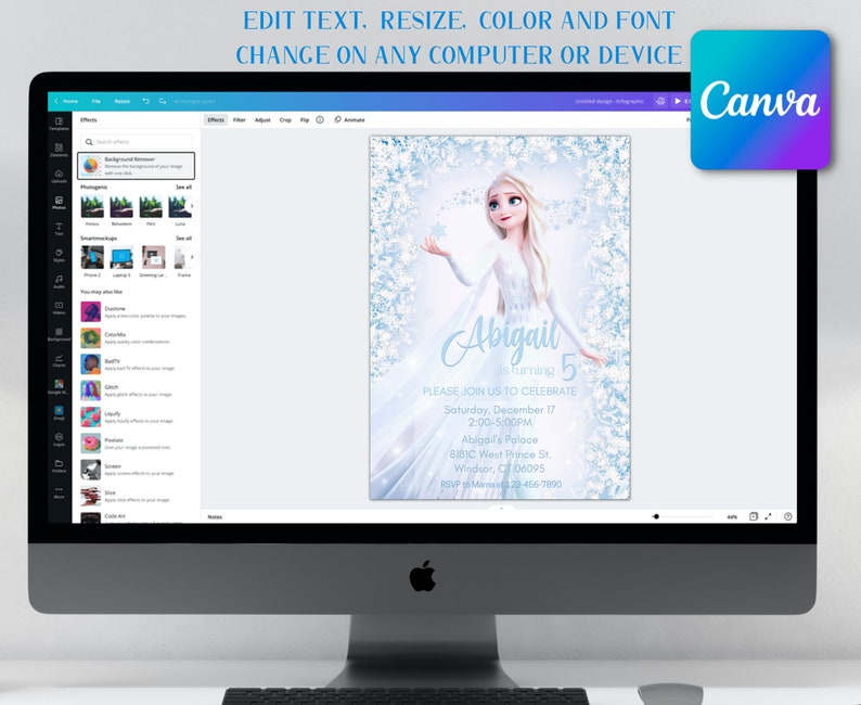 Editable Frozen Birthday Invitation Template ONLY  Princess Elsa Evite  Instant Download  Digital Birthday Party Invite Girls  Printable