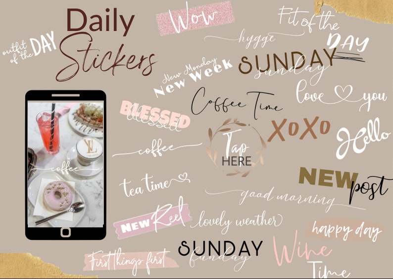 140 DailyCoffeeGood Morning Instagram Story Stickers Digital Download