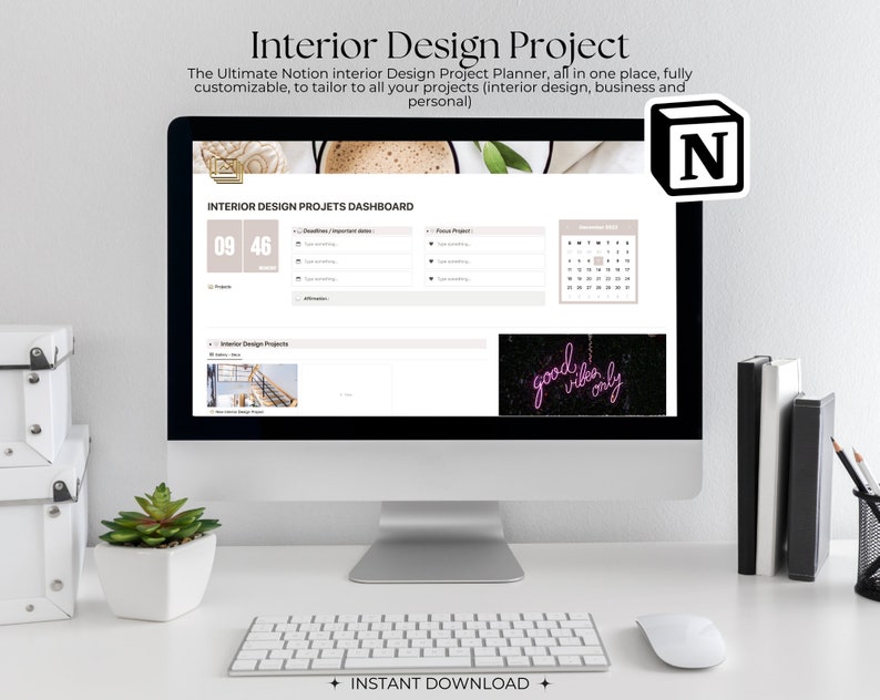 Notion Interior Design Planner Template  Notion Template  Digital Download  Digital Design Project Planner for interior designer