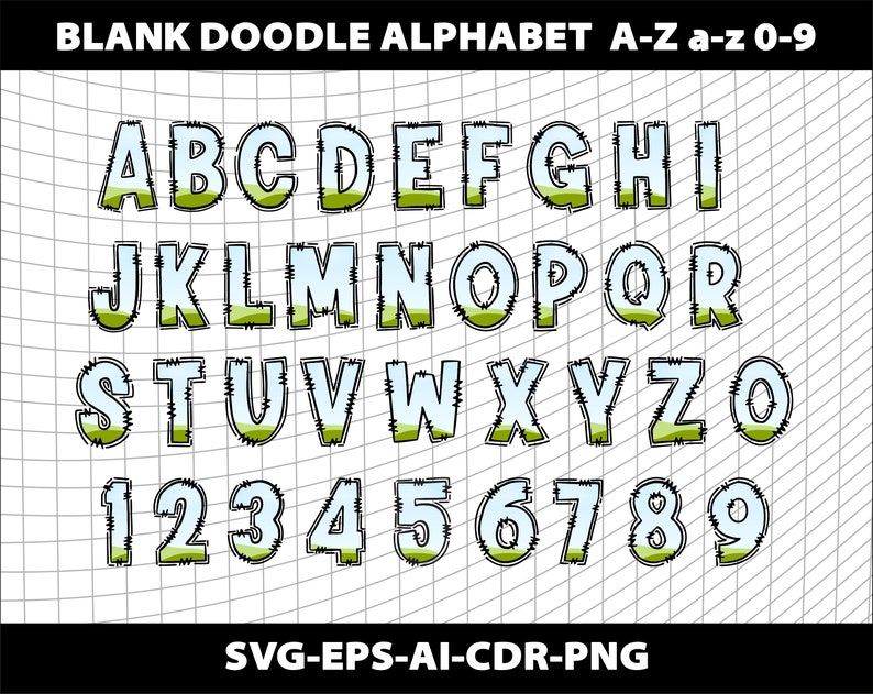 Canva Frame Template Doodle Blank Letters Transparent Alphabet Font Design Photo Fill Editable Download Digital File