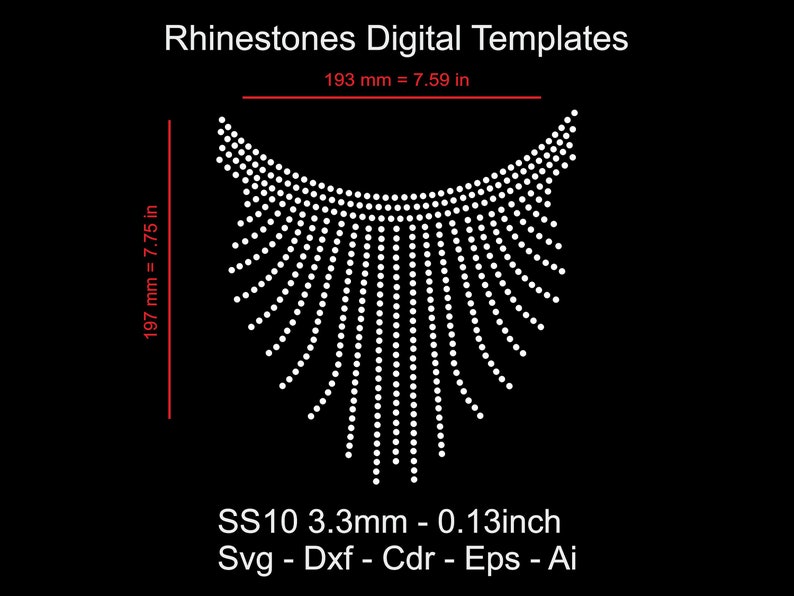 Rhinestone Collar Template  Collar Rhinestone design  Rhinestone Templates digital download  svg  eps  ai  dxf  cdr