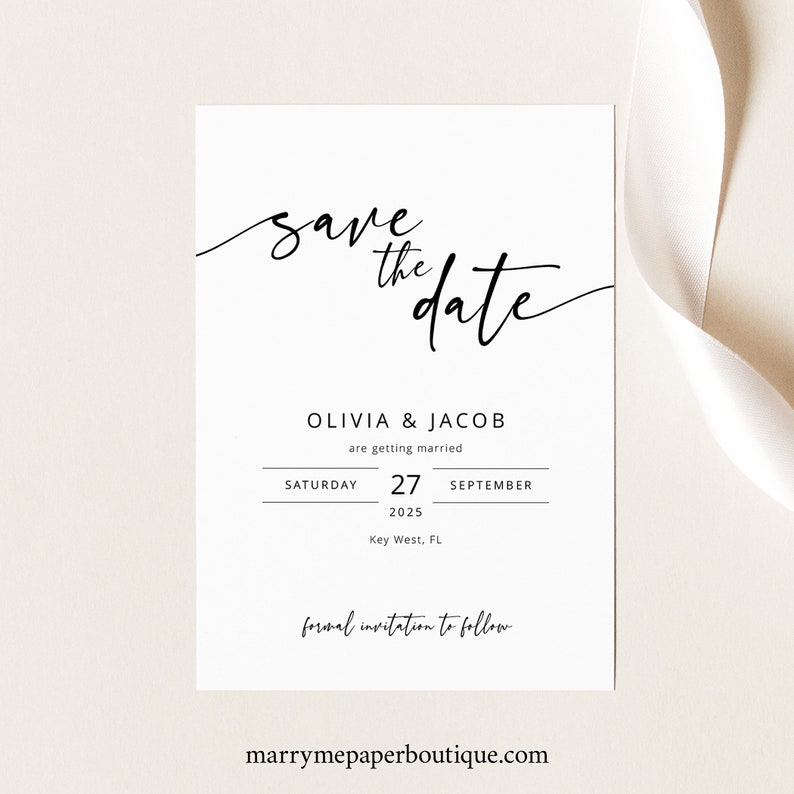 Save the Date Template  Try Before Purchase  Templett Instant Download  Editable  Printable  Modern Calligraphy