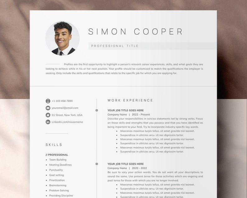2023 Minimal Clean Resume Template with Photo for Microsoft Word  Pages (Mac) Digital Download  Resume Template Word  Modern Resume Digital