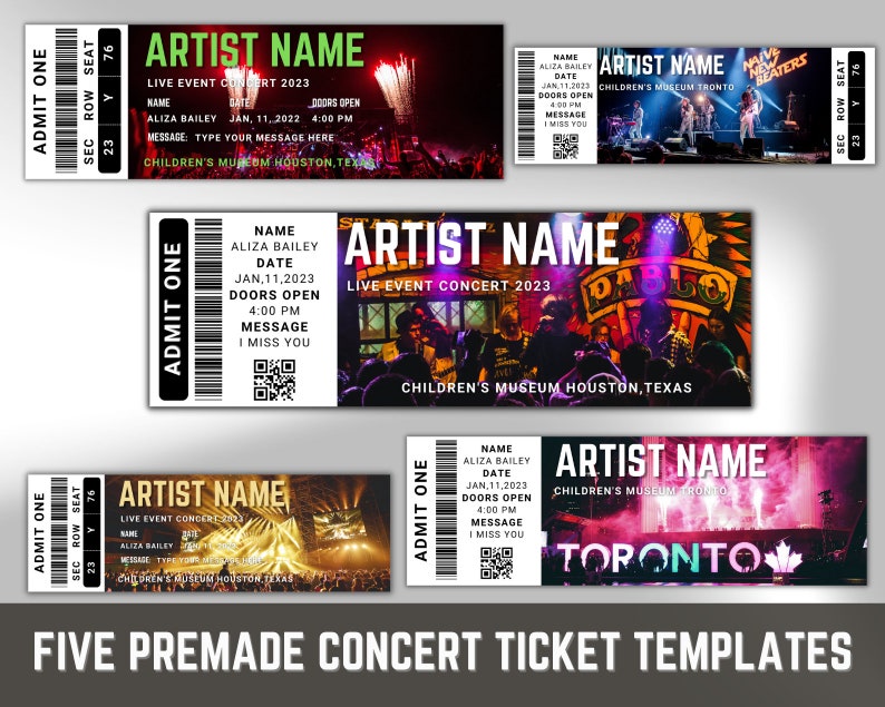Concert Ticket Template  Printable Music Event Ticket  Custom Concert Ticket  Concert Ticket Digital Download Canva Template  Canva Edit