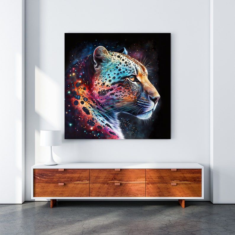 Jaguar  Art Print  Cosmic Jaguar  Illustration  Instant Download  Big Cats  Night  Fantasy  Starry  Sky  Abstract  Galaxy