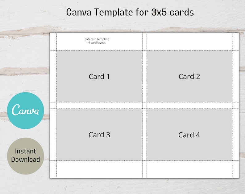 Canva template for 3x5 cards  index card template  recipe card   jot card template  printable 3x5 card  instant download  digital download