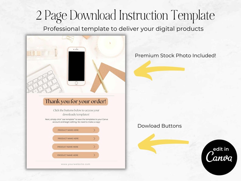 Canva Download Instructions Template  Etsy Digital Product Instructions  PDF Deliverable Template  Digital Download Instructions  MGBNM
