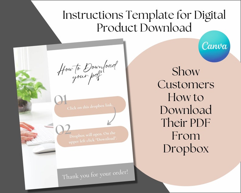 Download Instruction Template for Digital Product Sellers  Template to Download PDF from Dropbox  Instructions for Digital Product Download