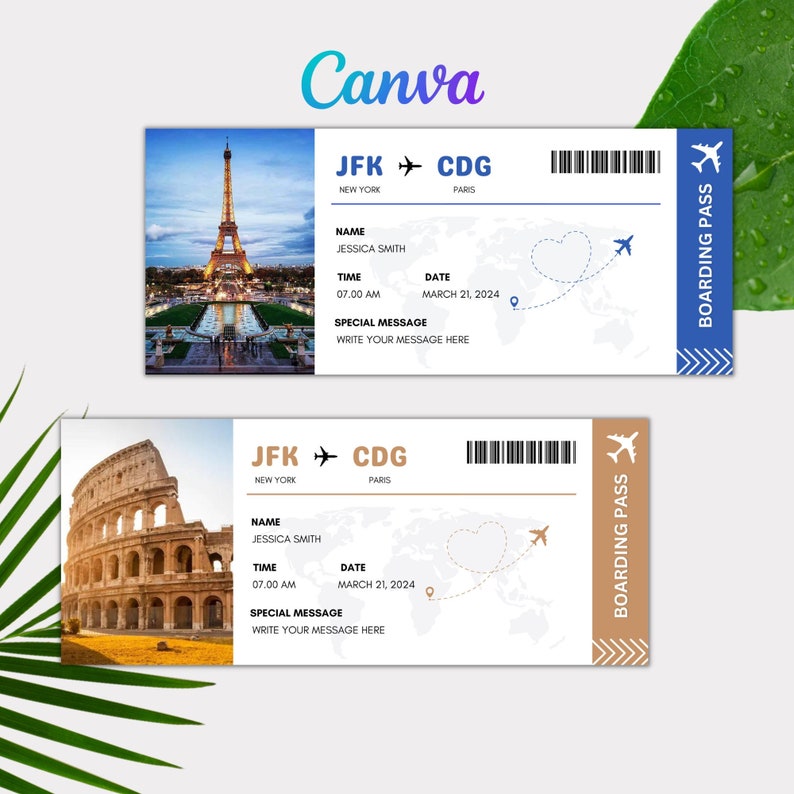 Editable Boarding Pass Template  Printable Airline Ticket  Canva Boarding Pass Surprise Trip  Digital Download DIY Boarding Ticket