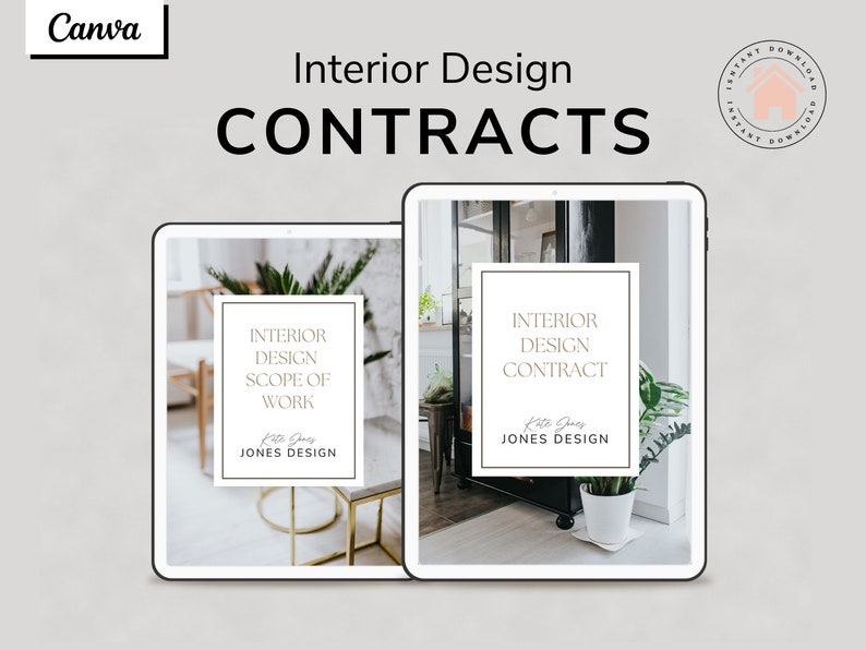 Interior Design Contract Template   Fully Editable   Canva Template   Contract   Interior Design Contract