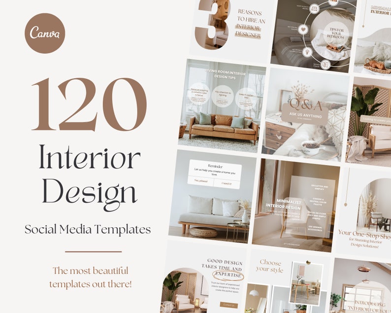 Interior Design Instagram Templates Interior Designer Social Media Content Home Decor Aesthetic Canva Templates Virtual Interior Design Post