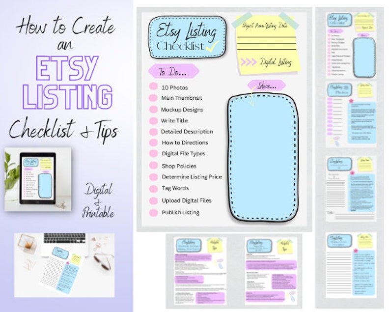 Etsy Checklist Step by Step Guide How to Make an Etsy Listing for New Shop Owners  Etsy Shop Planner Printable Digital Help Guide