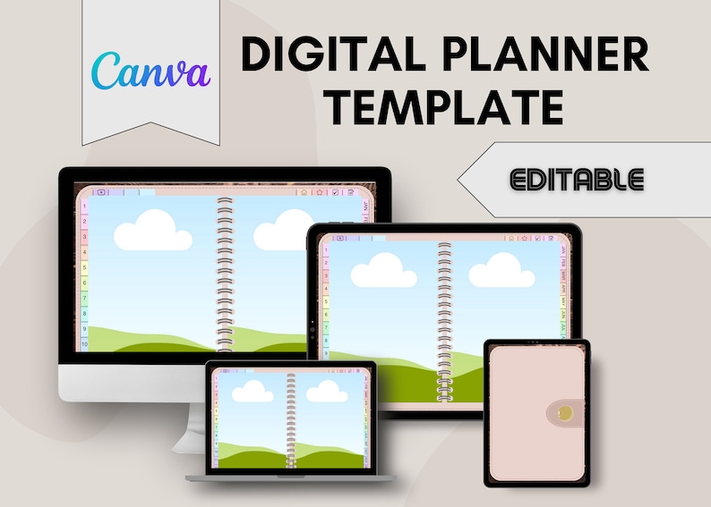 Digital Planner Template  Canva Planner Template  Editable Digital Planner  Digital Hyperlinked Template  Instant Download
