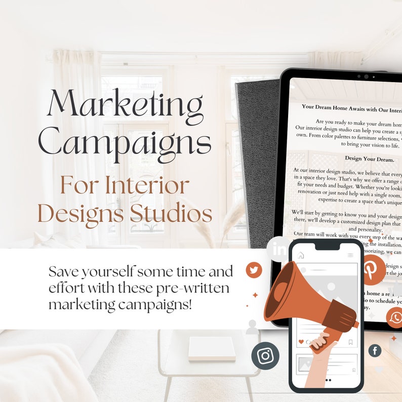 Interior Design Marketing Campaign Templates For Interior Designer Services Digital Product Customizable Canva Promotional Campaigns