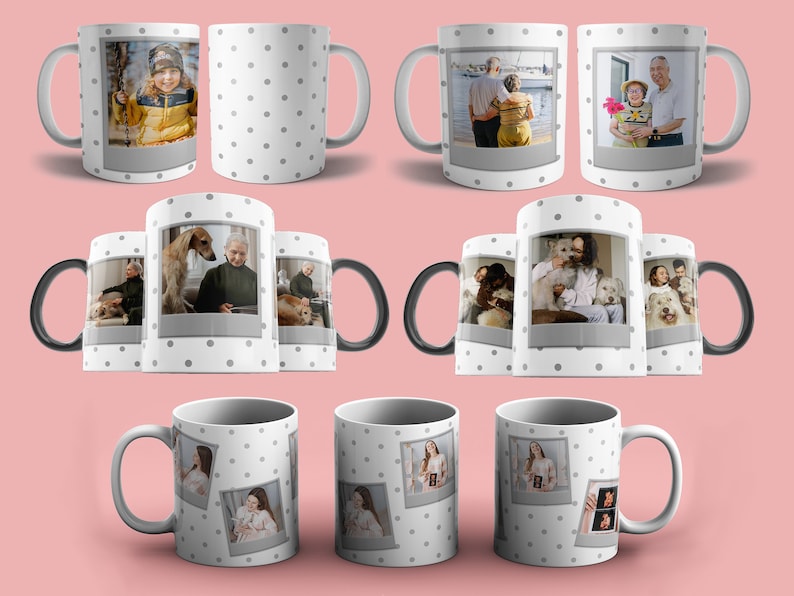 5 MUG templates for PHOTOS  DIGITAL download  sublimation mug  sublimation template  sublimation on mugs  photo collage mug  photo frame mug