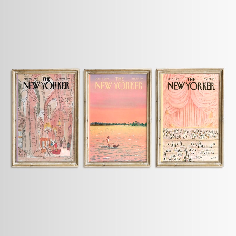 New Yorker Magazine Cover Set Of Three  New Yorker Prints  PRINTABLE Digital Download  New Yorker Posters  Vintage Paintings Decor  NW3 01