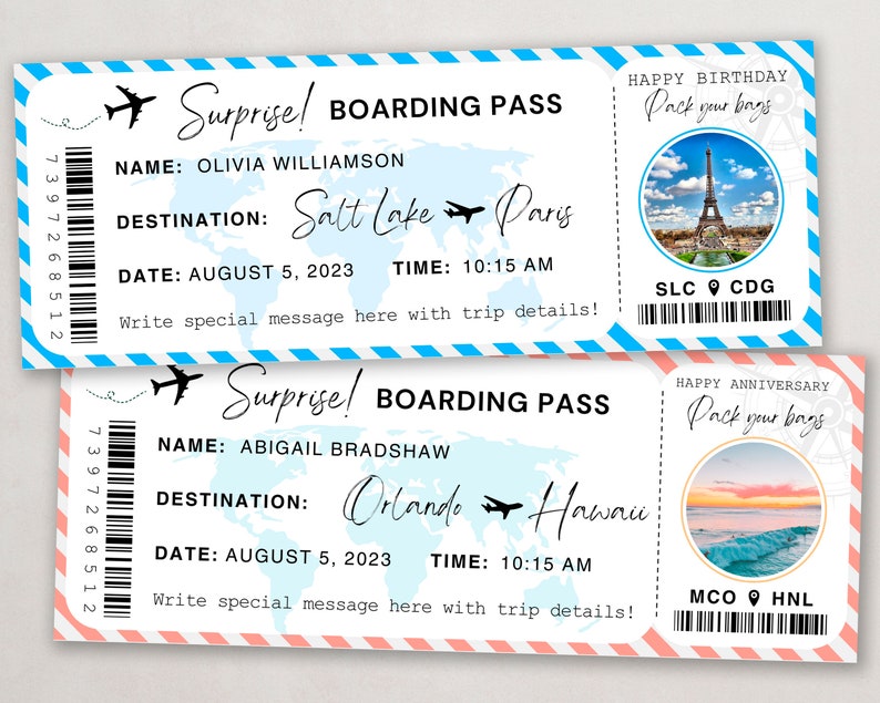 Editable Boarding Pass Template  Canva Boarding Pass  Customizable Plane Tickets  Instant Download  Airplane Ticket Gift Card