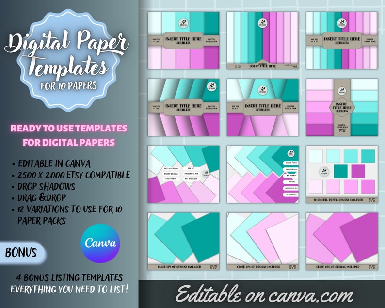 Best Digital Paper Mockup Templates for 10 Papers  Canva Templates for your side hustle  Commercial Use
