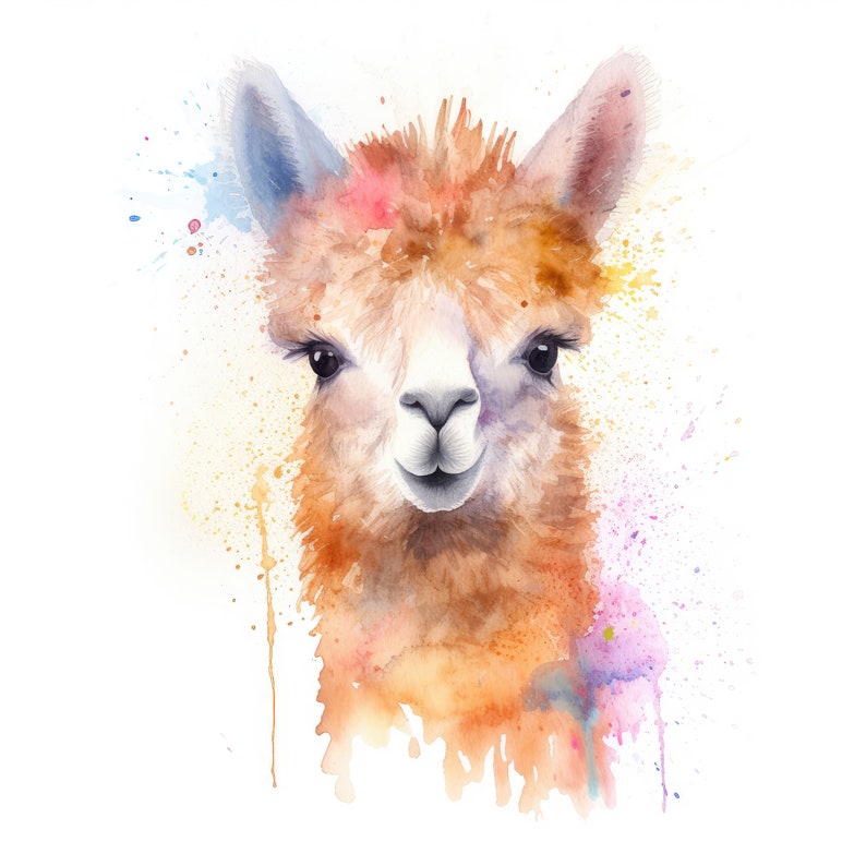 Watercolor Llama Alpaca Clipart  10 High Quality JPG  Scrapbooking  Card making  Digital Paper Craft  Commercial Use  Digital Download