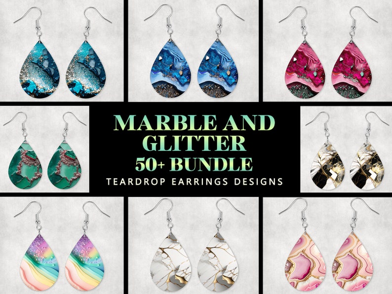Marble Glitter Sublimation Earring Designs Template  Earring Blanks Design  Teardrop Earring PNG  Instant Digital Download  earring bundle