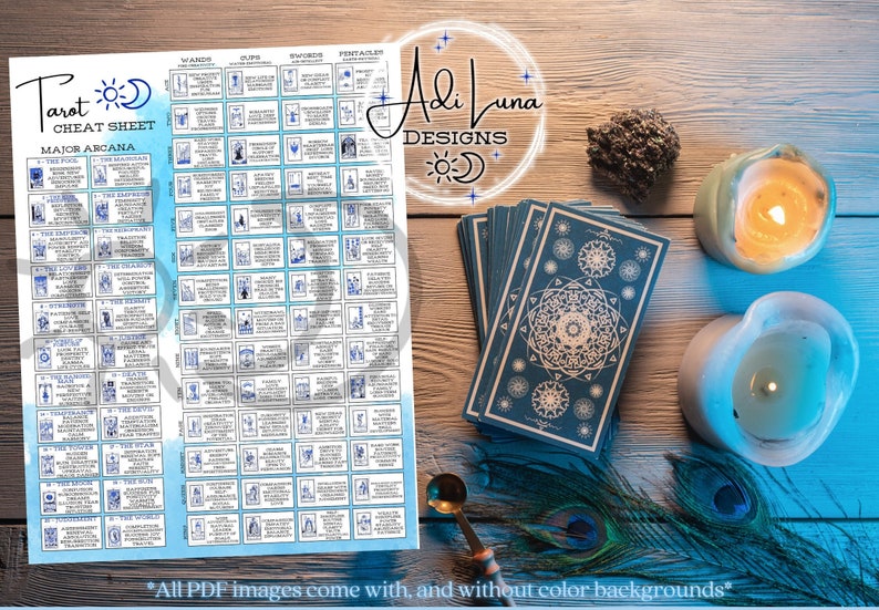 Tarot Cheat Sheet  Tarot Card Beginners Guide  Digital DownloadPrintable