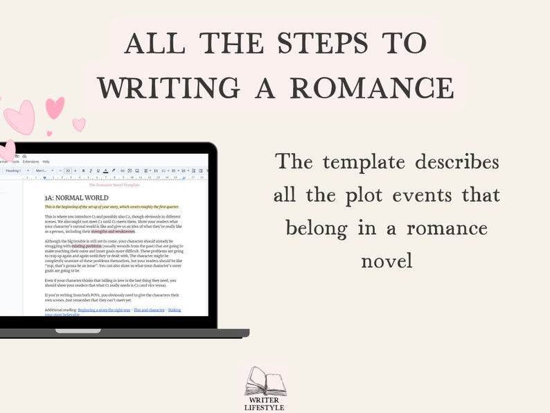 How to write a romance novel  Romance outline template for Google Docs  Plot template cheat sheet