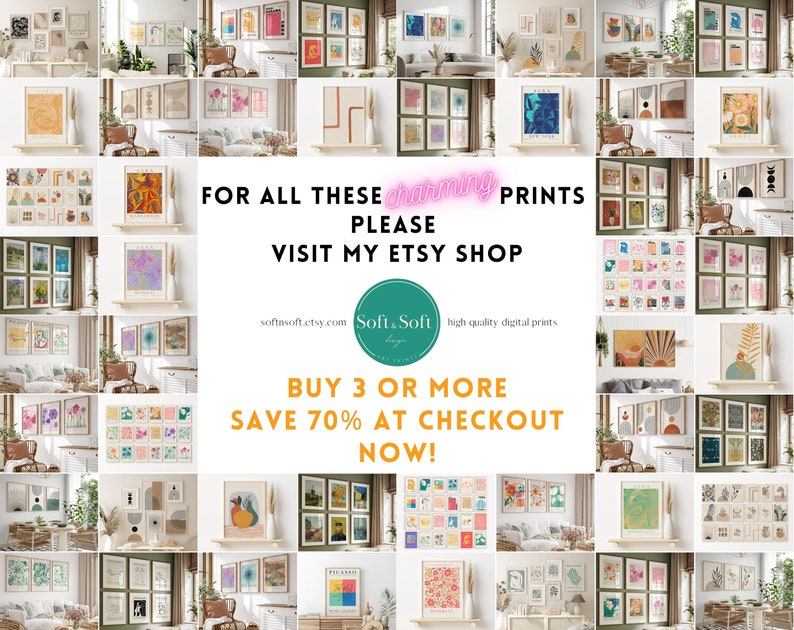 Eclectic Gallery Set  Trendy Art Prints  24 Pieces of Posters  Exhibition Wall Art  Flower Decor Prints  Retro Poster Set  Digital Download